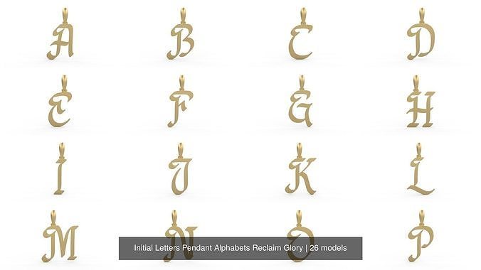 Initial Letters Pendant Alphabets Reclaim Glory 3D Model Collection
