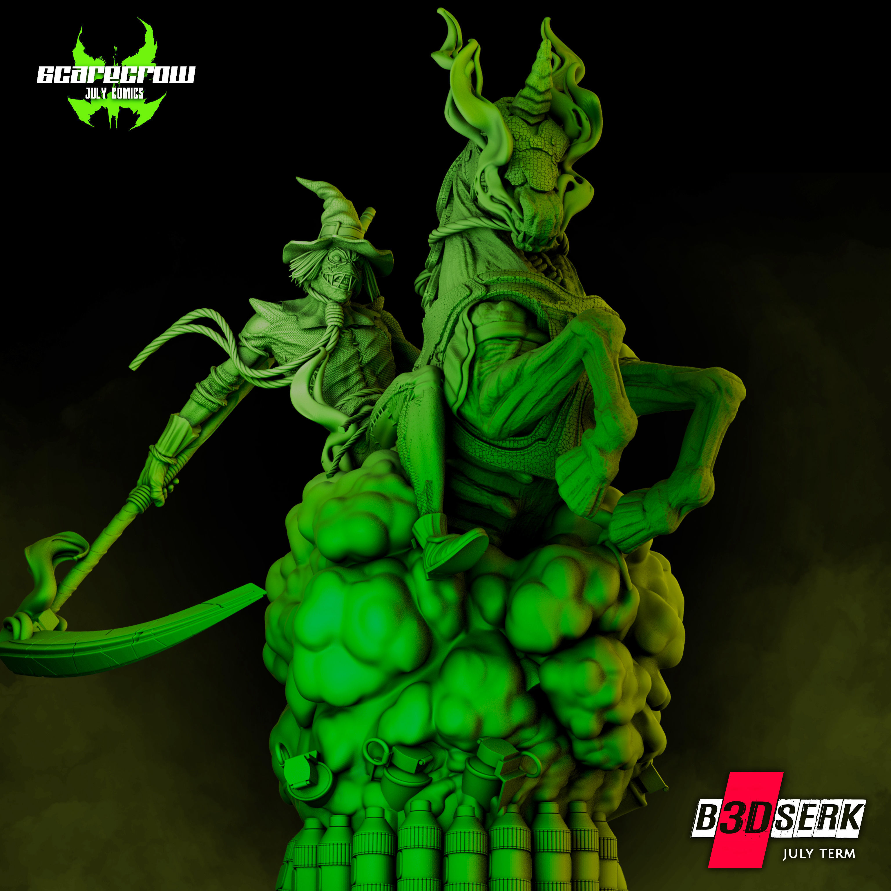 B3DSERK July Term Scarecrow Sculpture ready for printing 3D print model_1