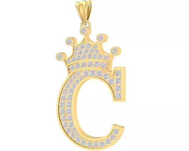 diamond crown C letter pendant 3103