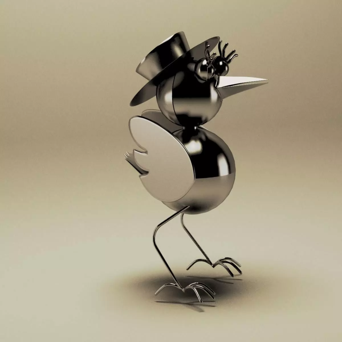 Crow metal sculpture 3D model