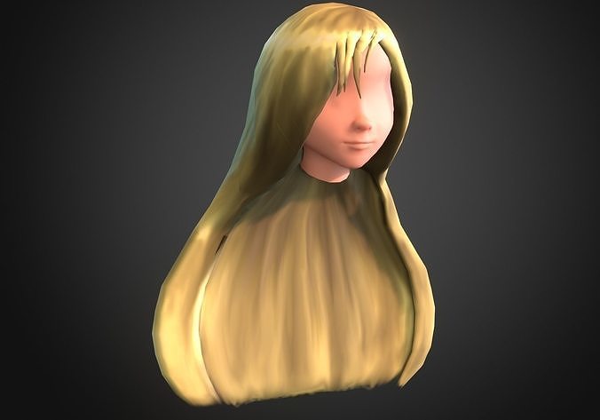 blond long hair Low-poly 3D model