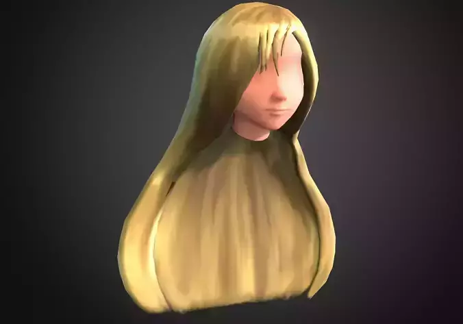 blond long hair Low-poly 3D model
