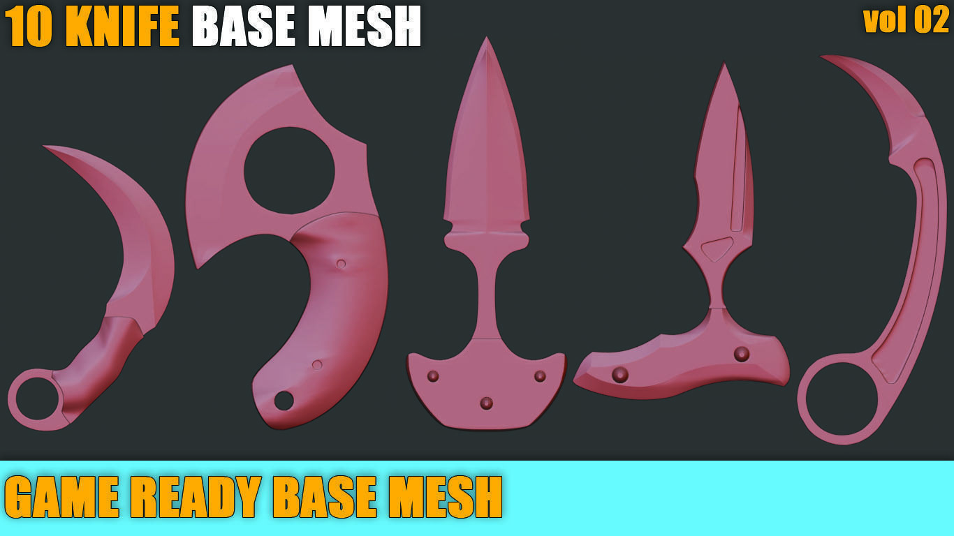 knife base mesh game ready collection02 Low-poly 3D model_1