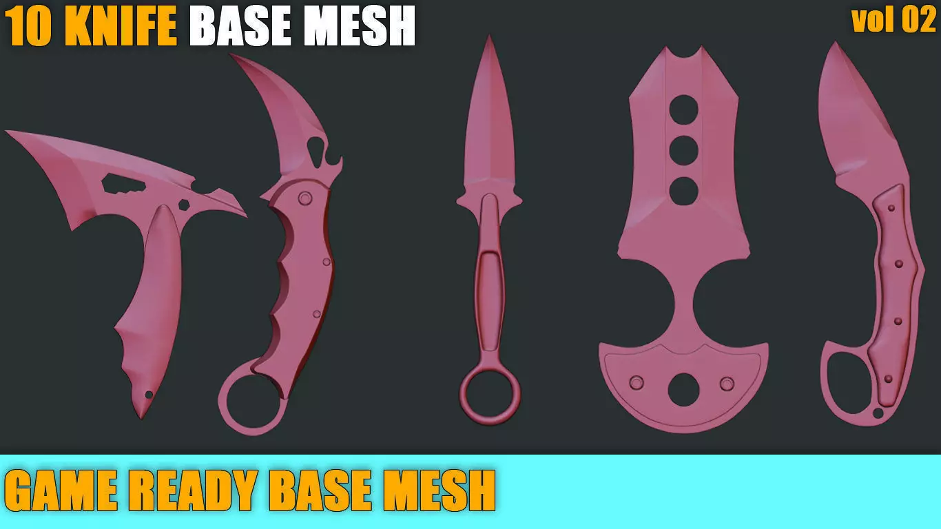 knife base mesh game ready collection02 Low-poly 3D model_0