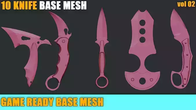 knife base mesh game ready collection02 Low-poly 3D model