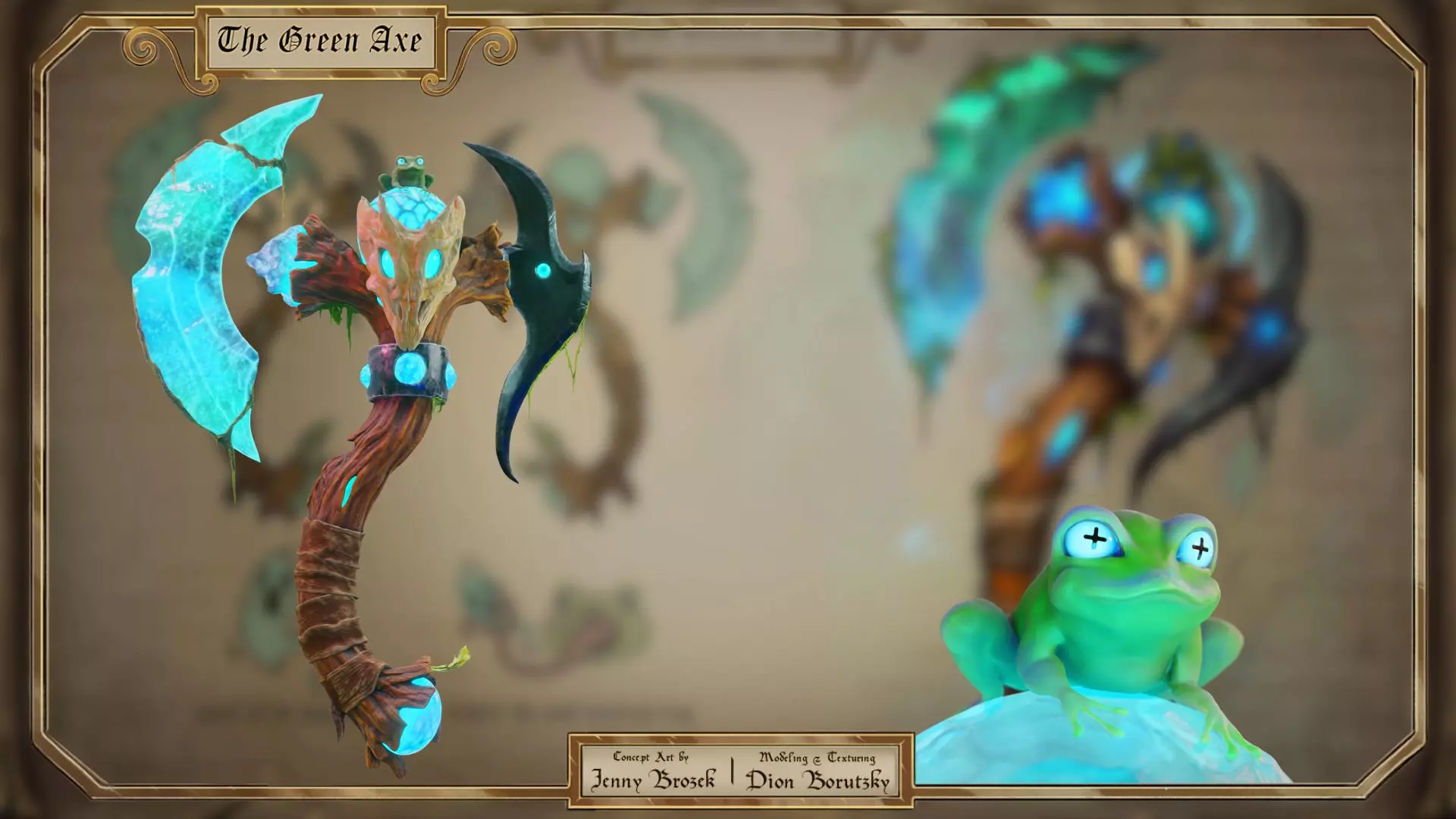 Fantasy Axe and Frog  Low-poly 3D model_0