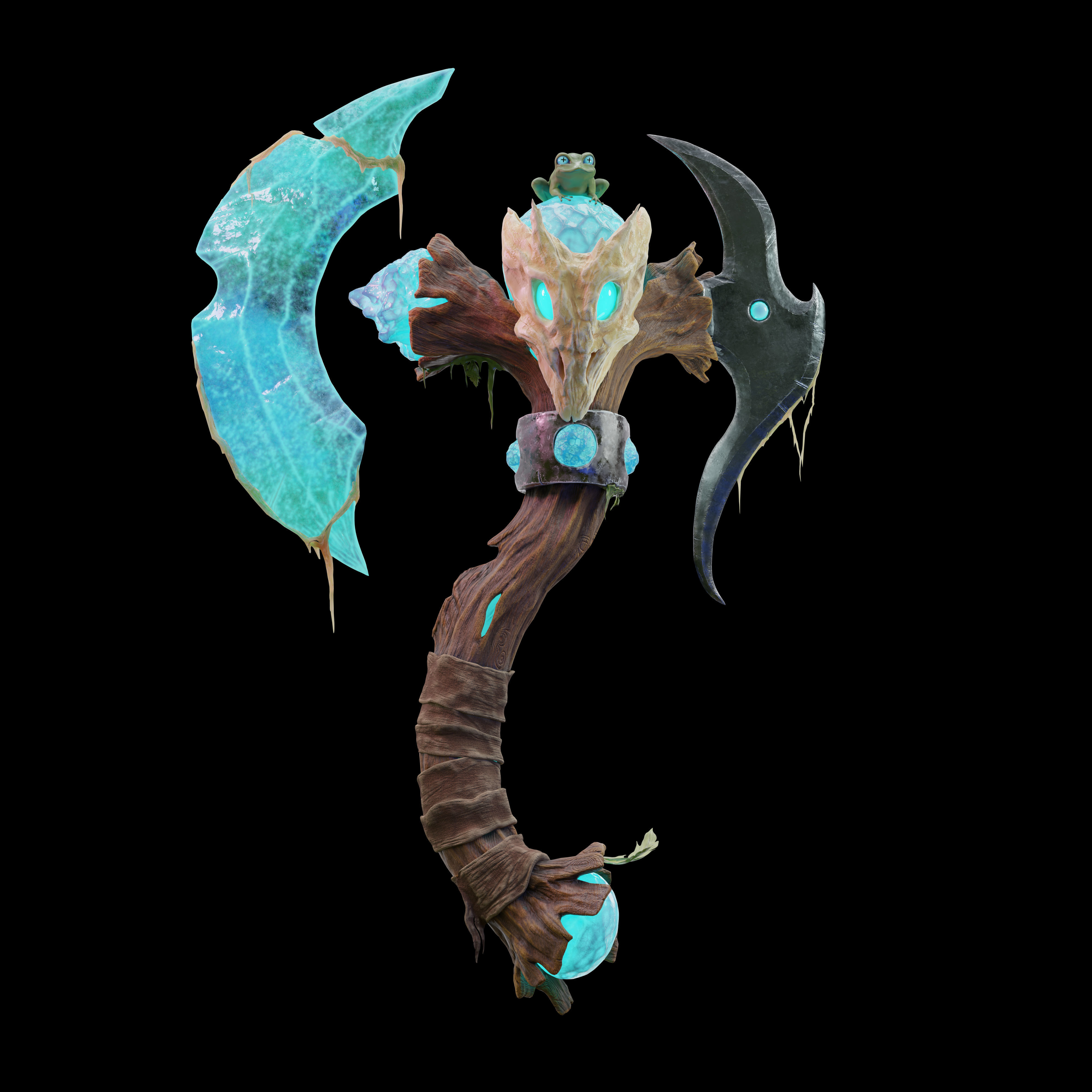 Fantasy Axe and Frog  Low-poly 3D model_4