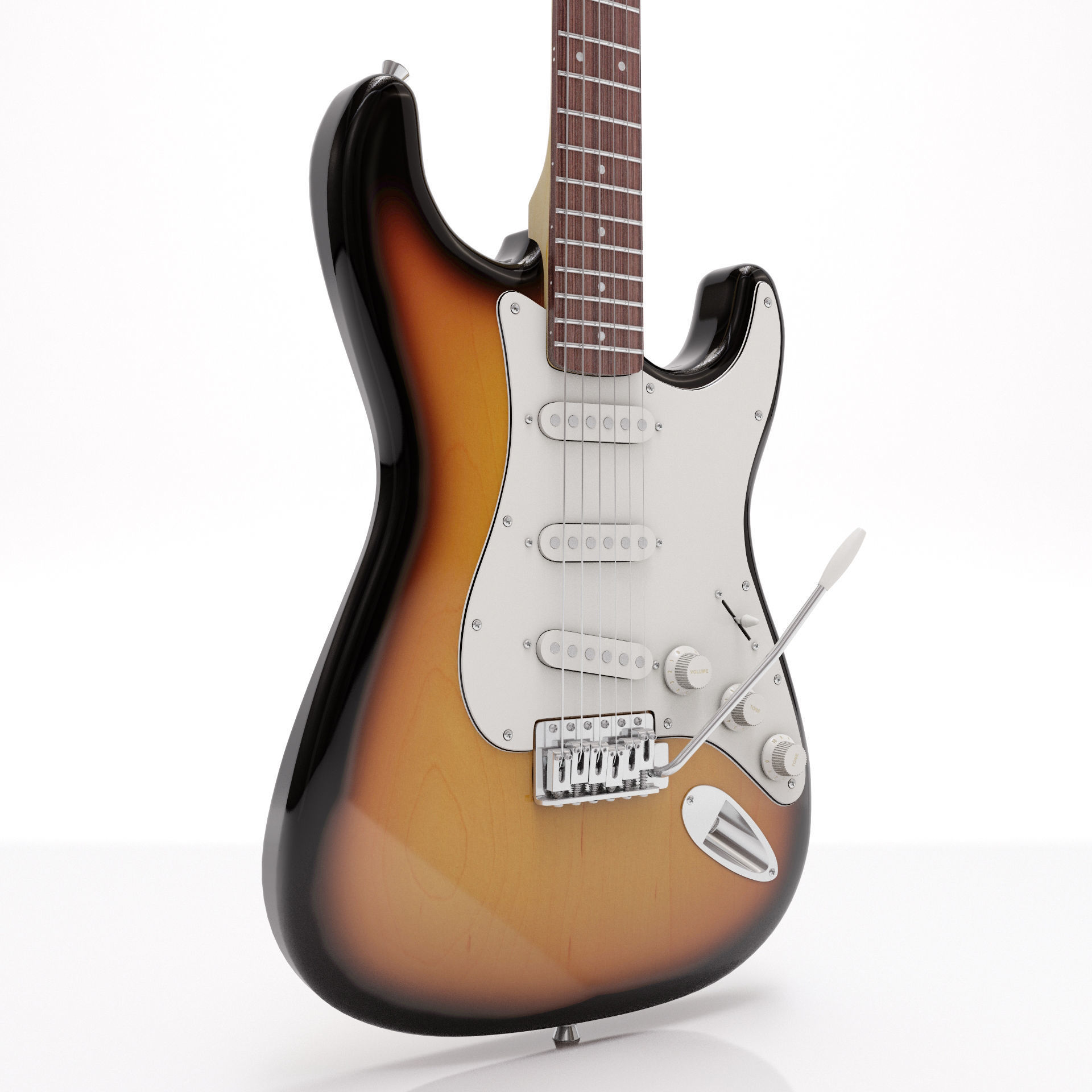 Fender Stratocaster Tobacco Sunburst 3D model_2