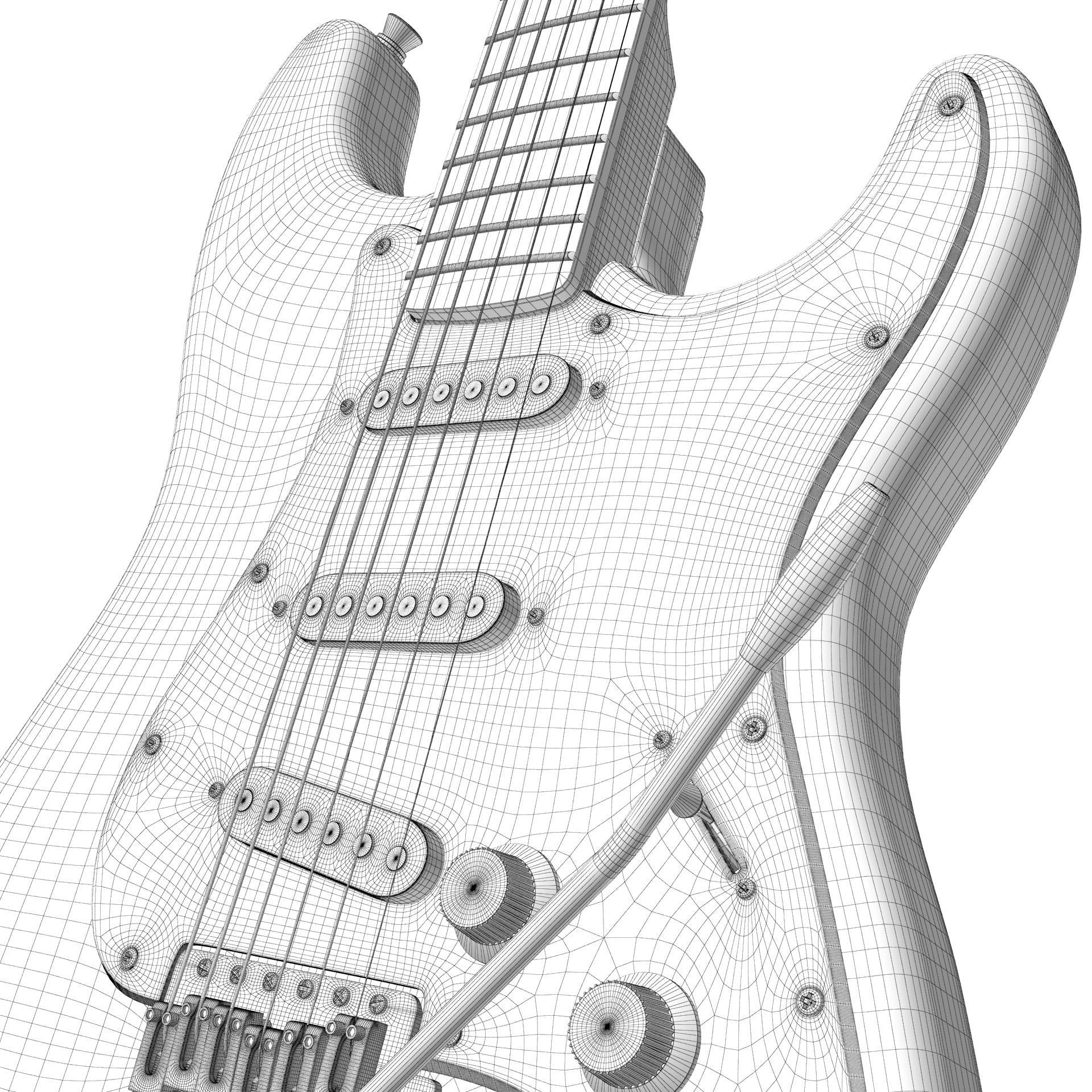 Fender Stratocaster Tobacco Sunburst 3D model_24