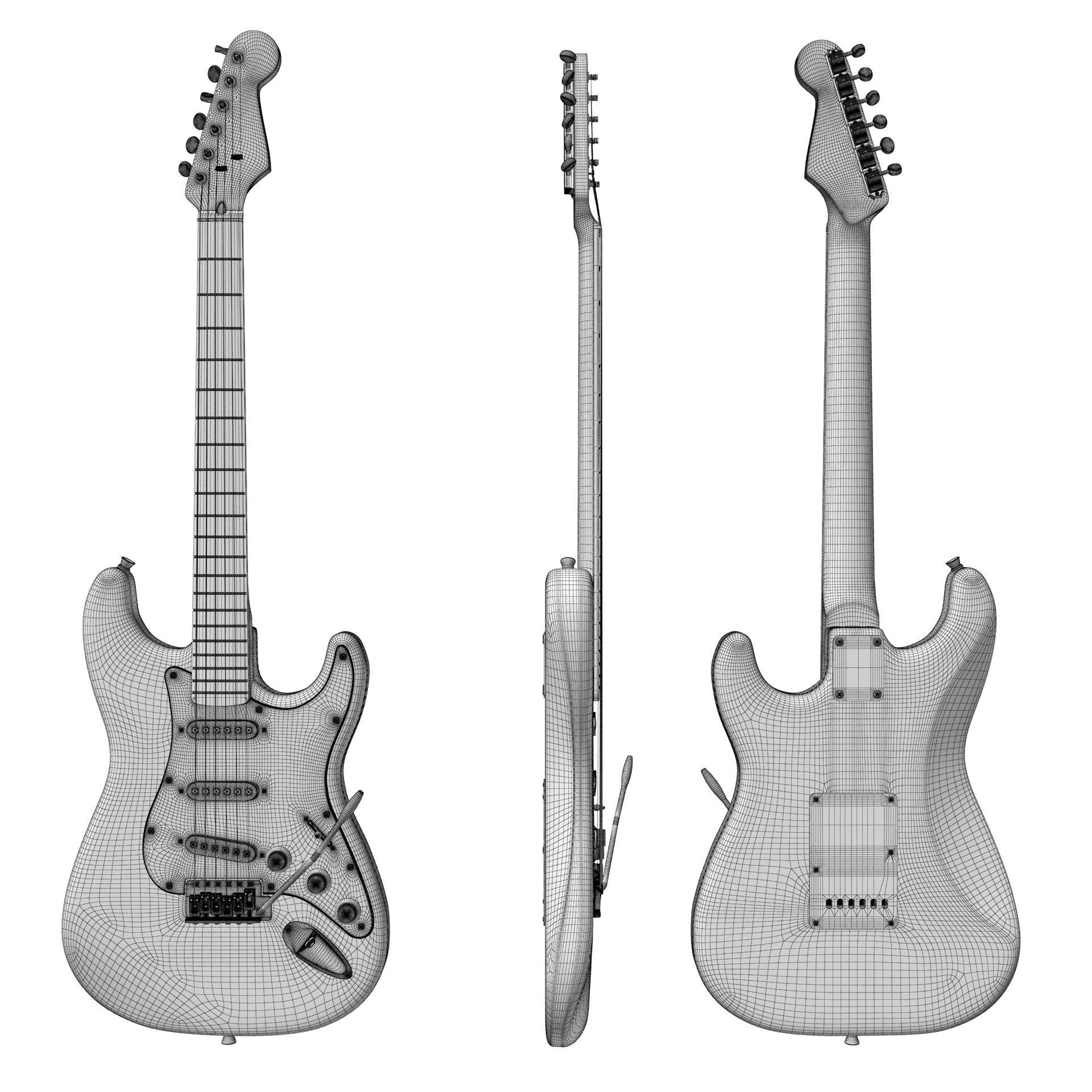 Fender Stratocaster Tobacco Sunburst 3D model_14