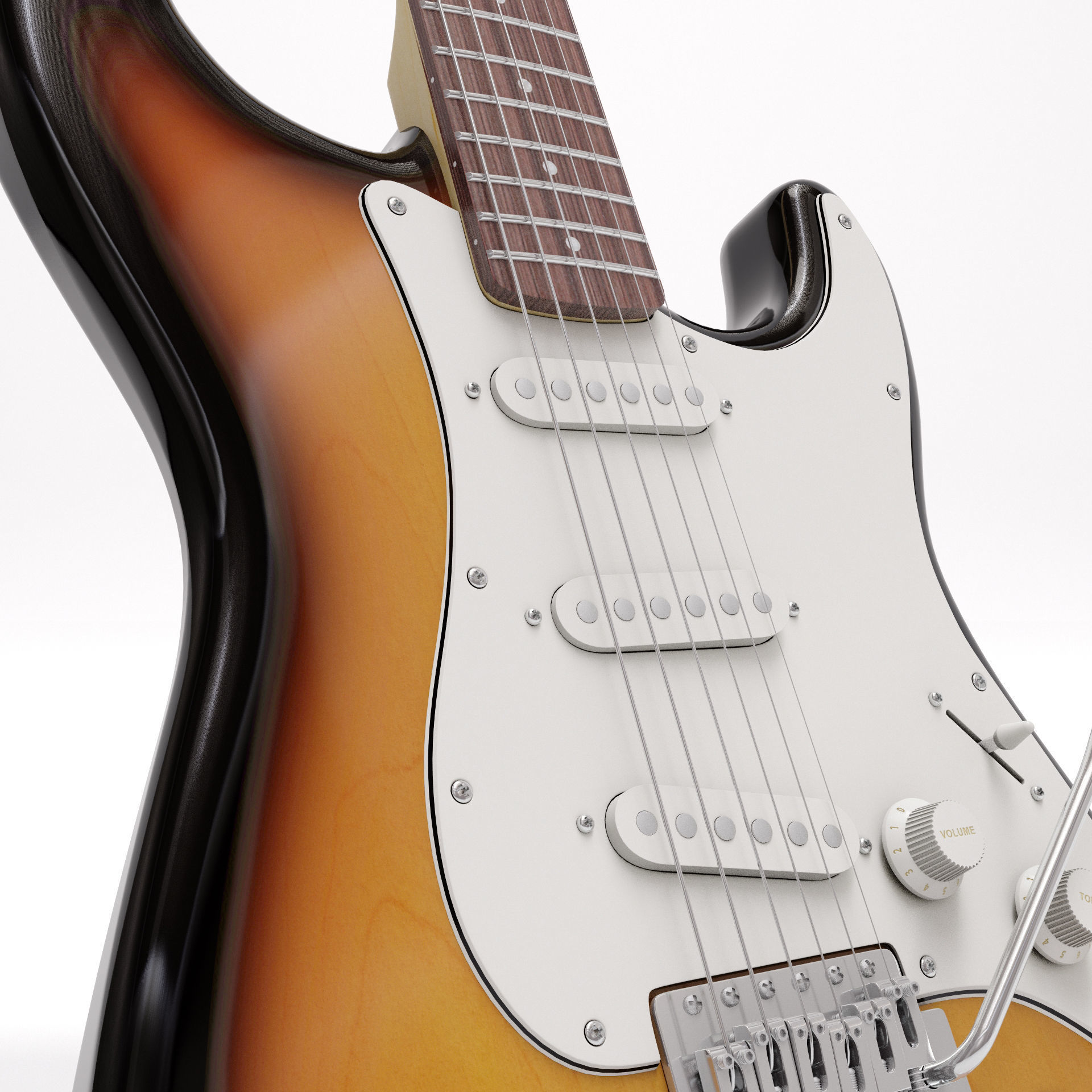 Fender Stratocaster Tobacco Sunburst 3D model_9