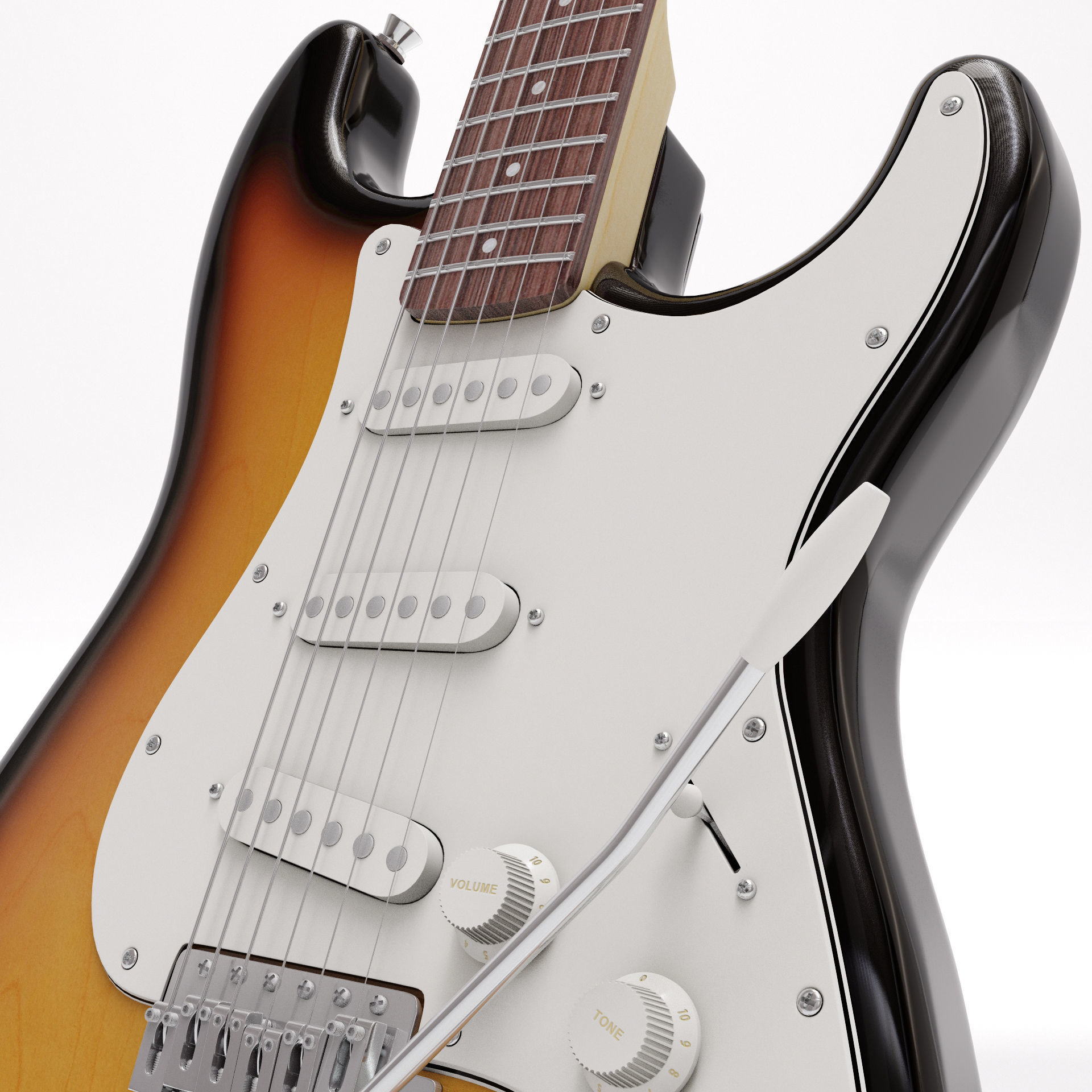 Fender Stratocaster Tobacco Sunburst 3D model_10
