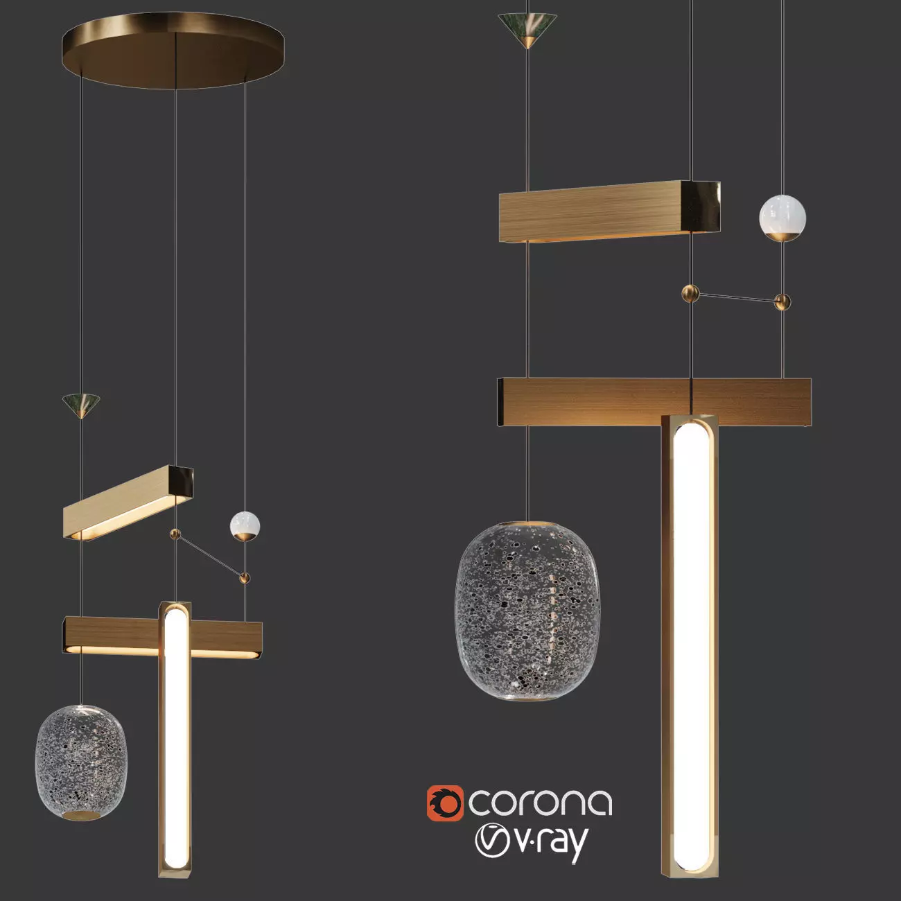 Milky Way Chandelier Vertical Elements Medium 3D model
