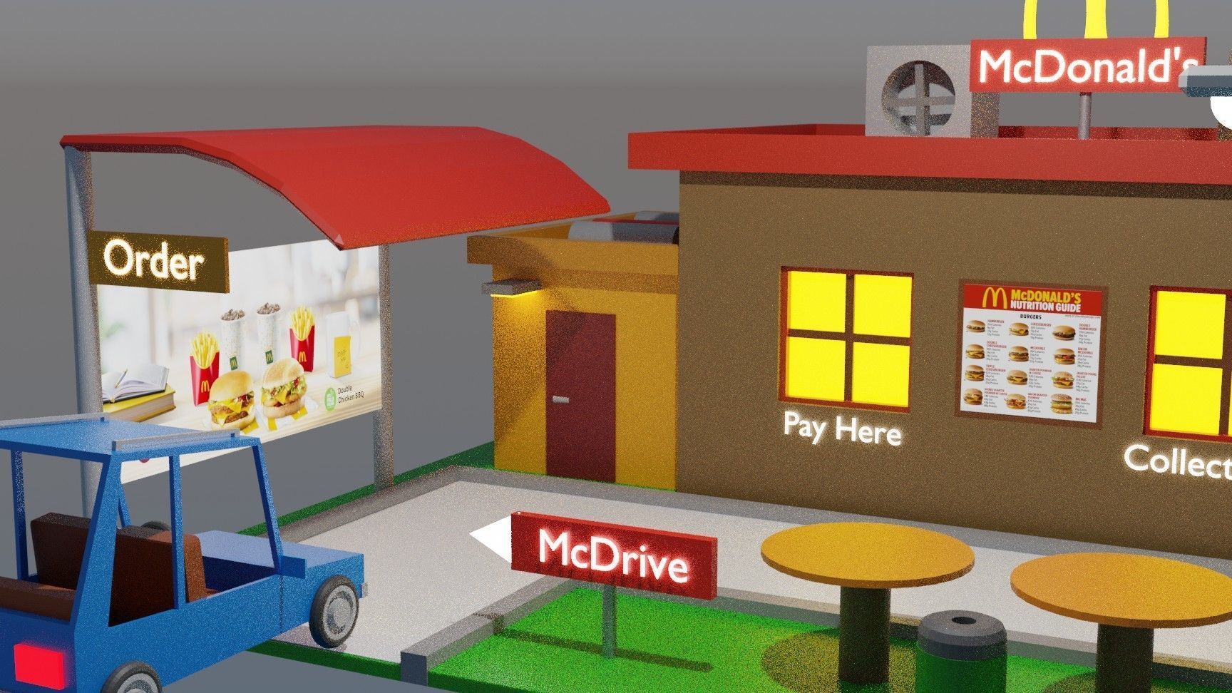 McDonalds Restaurant Low-poly 3D model_5