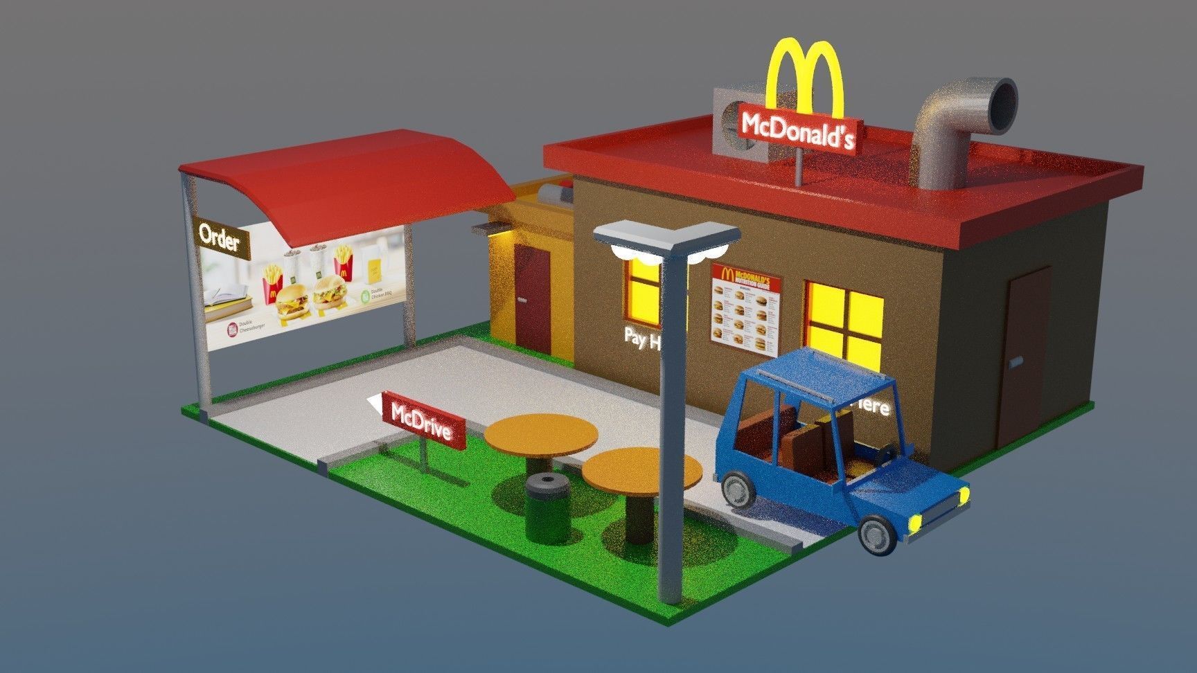 McDonalds Restaurant Low-poly 3D model_4
