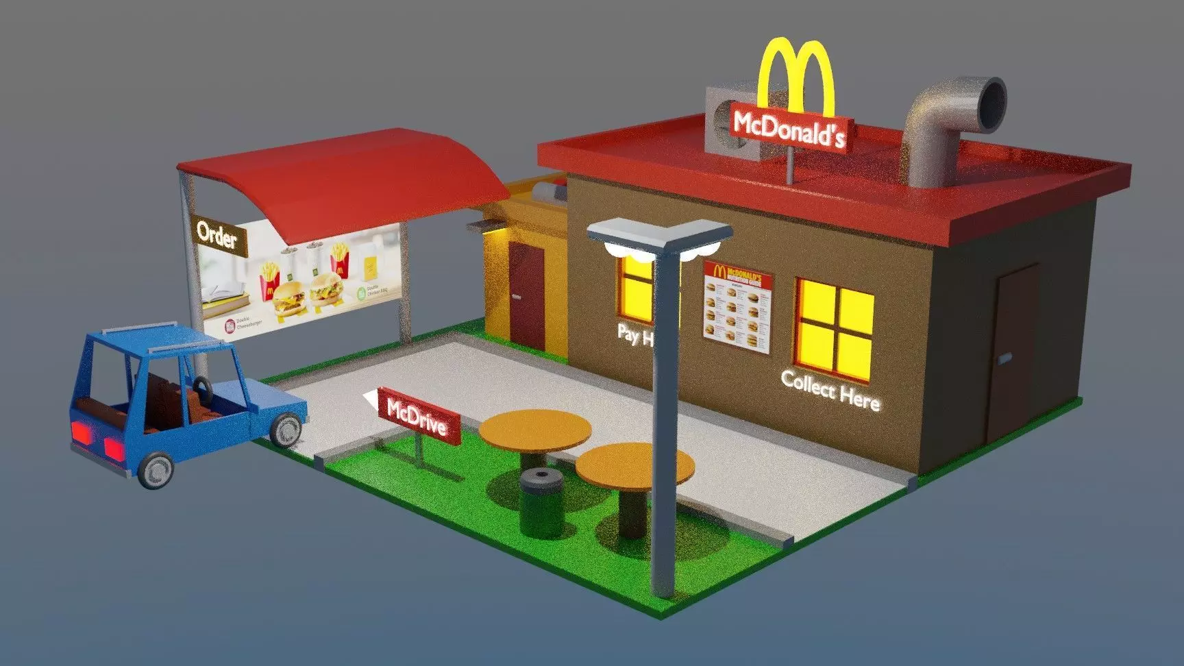 McDonalds Restaurant Low-poly 3D model_0