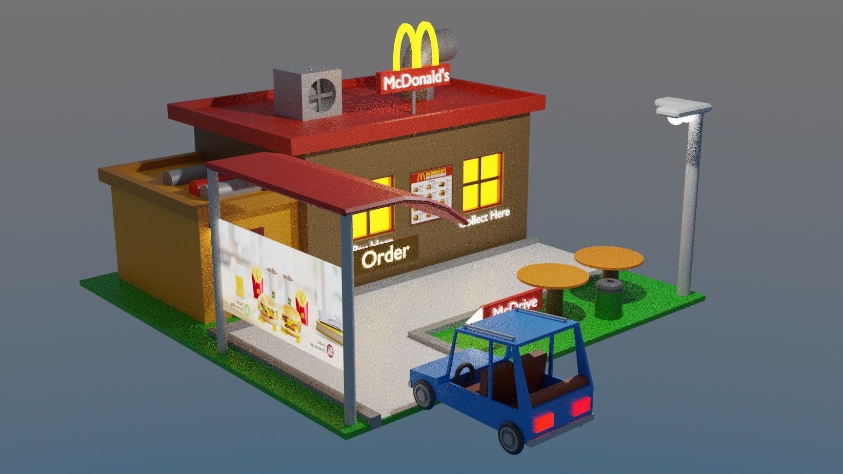 McDonalds Restaurant Low-poly 3D model_2