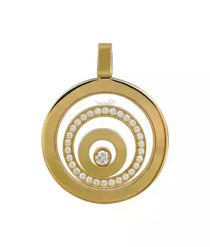 Pendant circular with diamonds gold
