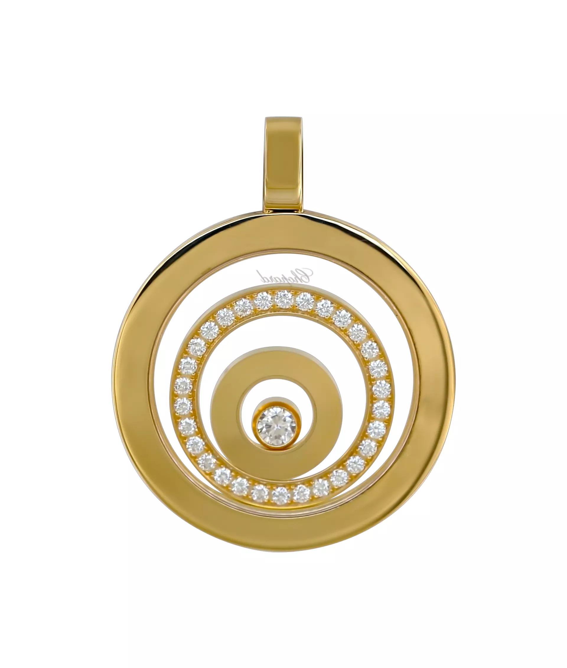 Pendant circular with diamonds gold 3D print model_0