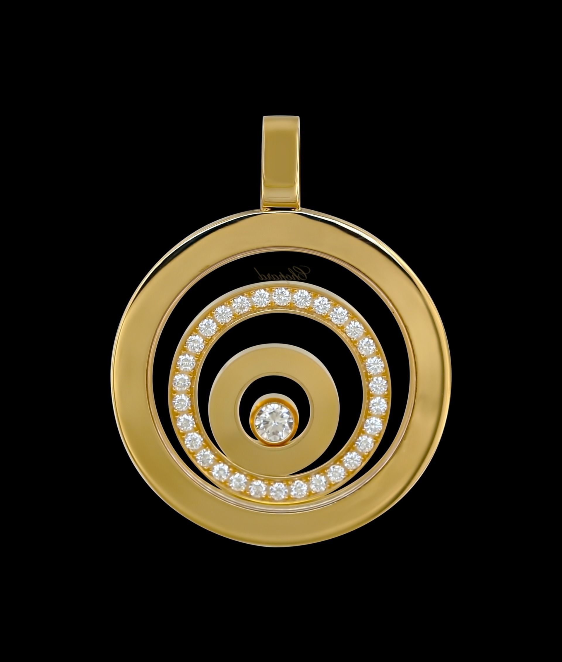 Pendant circular with diamonds gold 3D print model_8