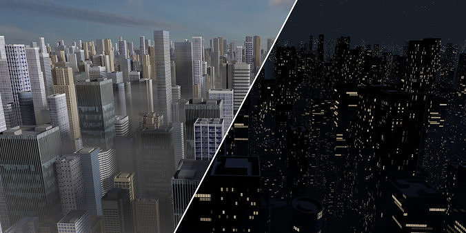 City Downtown Skyscraper Low-poly 3D model 2