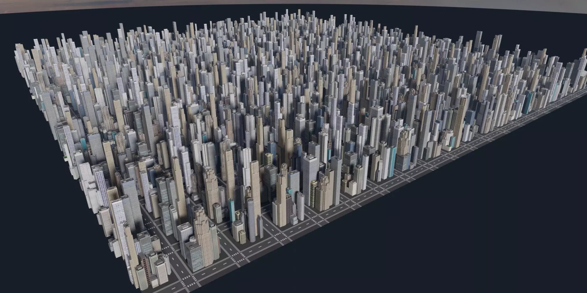 City Downtown Skyscraper Low-poly 3D model_0