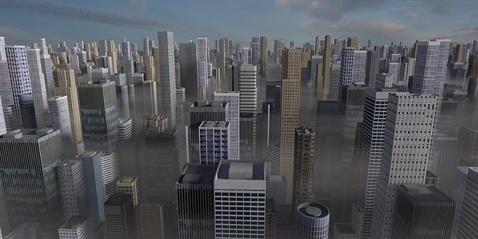 City Downtown Skyscraper Low-poly 3D model 3