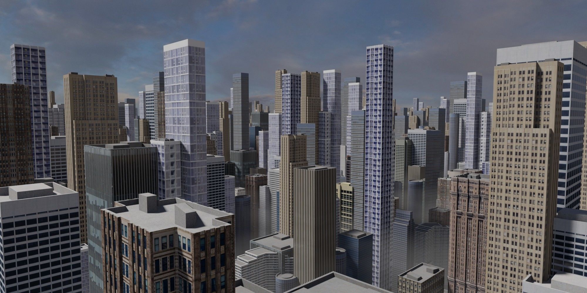 City Downtown Skyscraper Low-poly 3D model_18