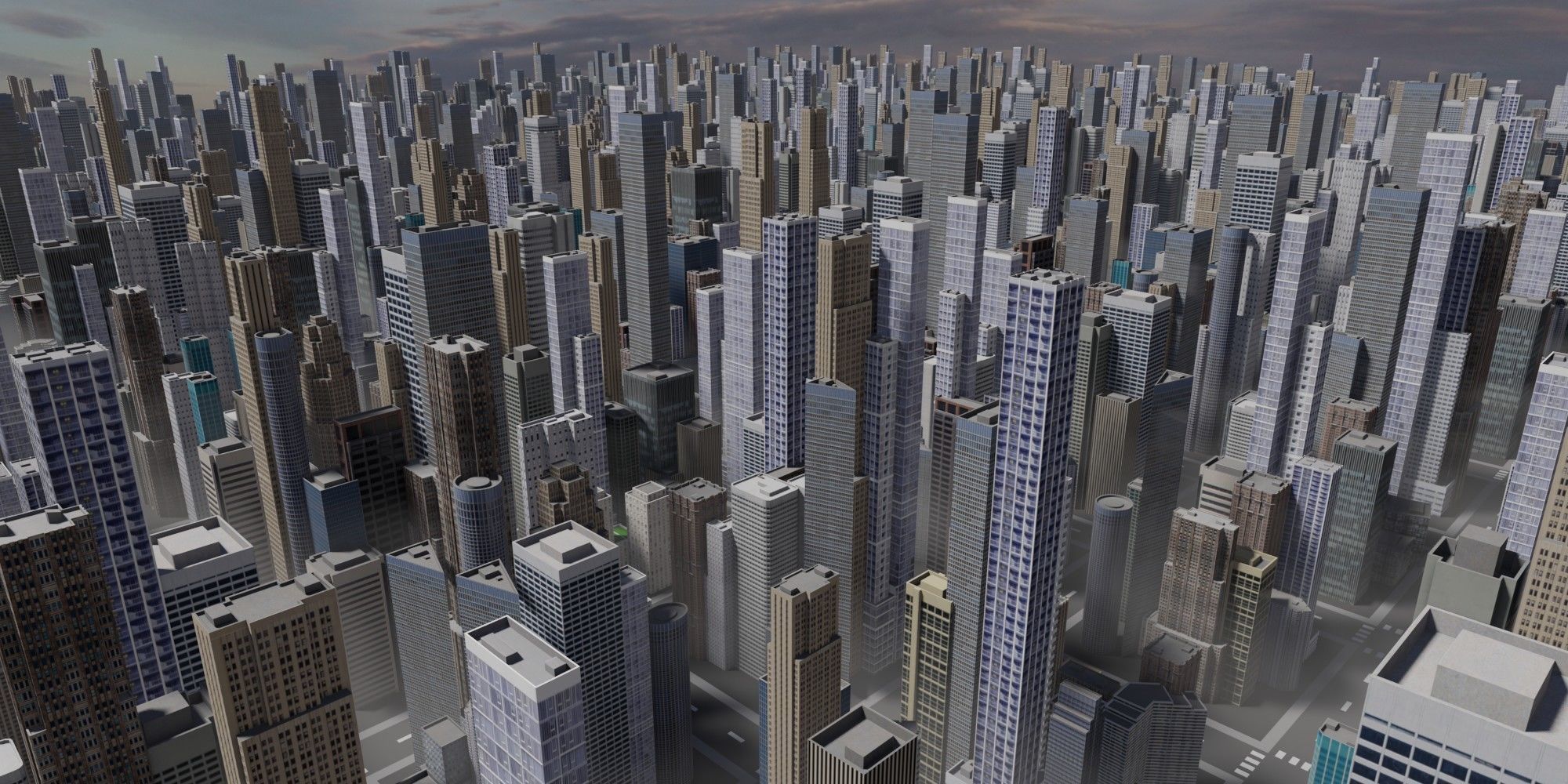 City Downtown Skyscraper Low-poly 3D model_17