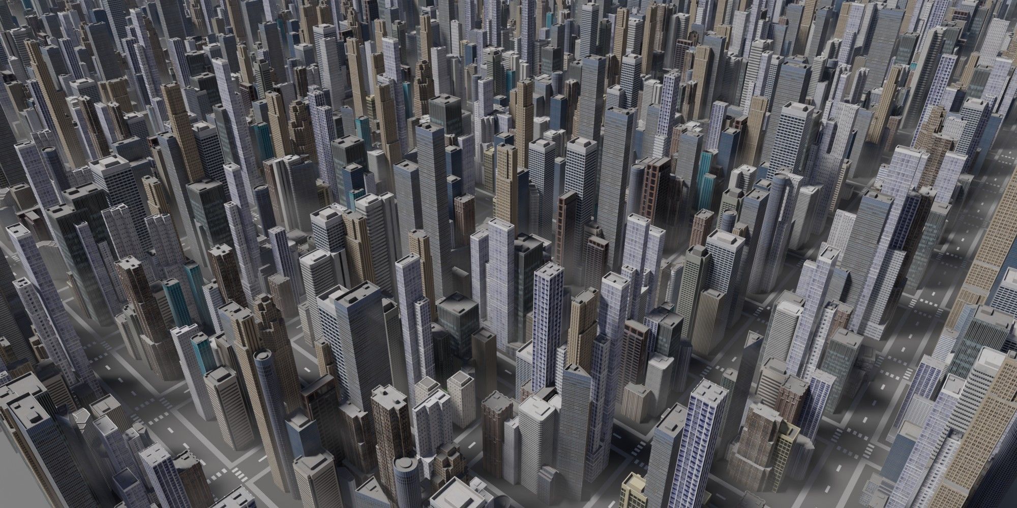 City Downtown Skyscraper Low-poly 3D model_16