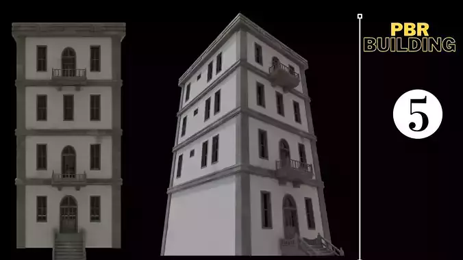Building Old 05 Model 3D - Low Poly Low-poly modelo 3D Low-poly 3D model