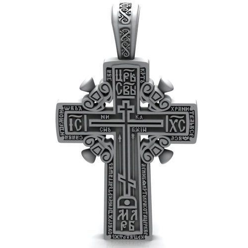 Cross sterling silver orthodox pendant 3D print model_14