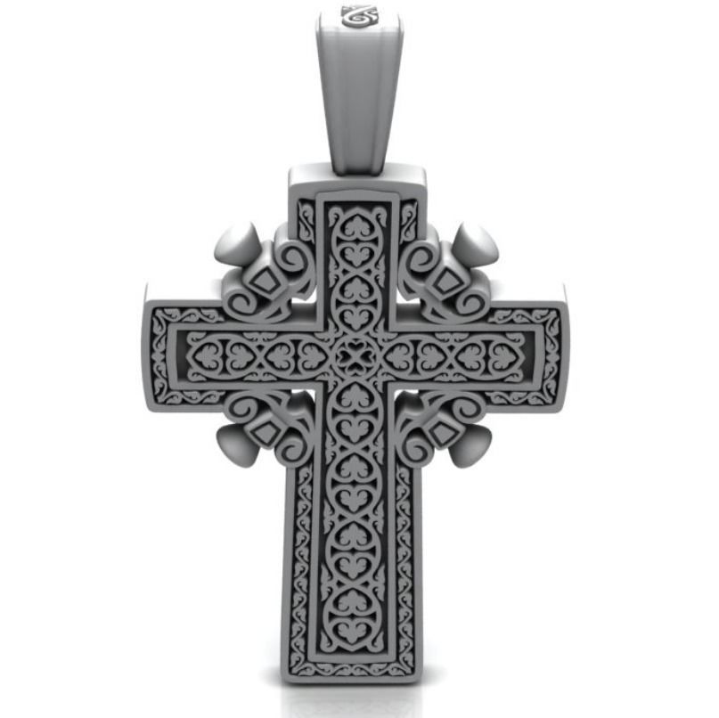 Cross sterling silver orthodox pendant 3D print model_1