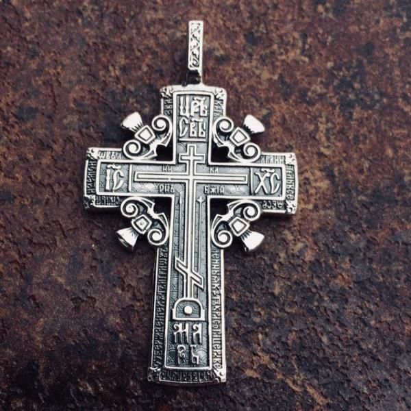 Cross sterling silver orthodox pendant 3D print model_10