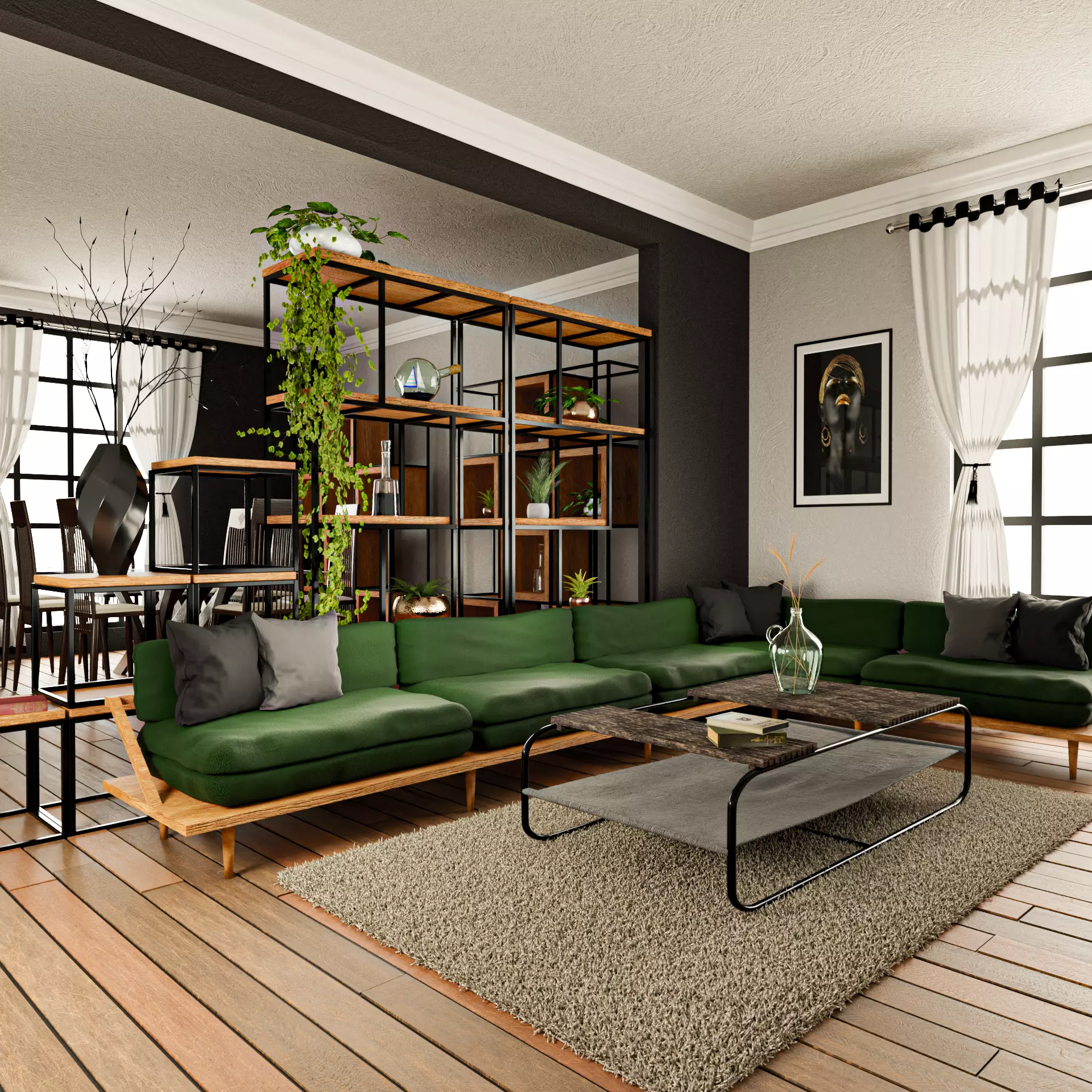 Modern living room set Low-poly 3D model