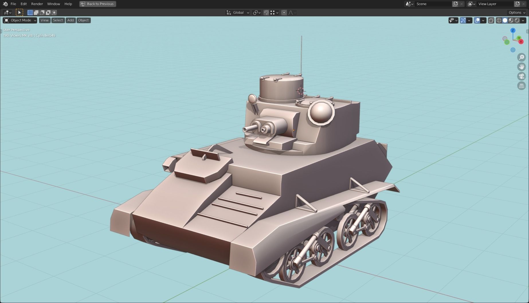 Vickers MK VIb Tank Base Mesh  Low-poly 3D model_1