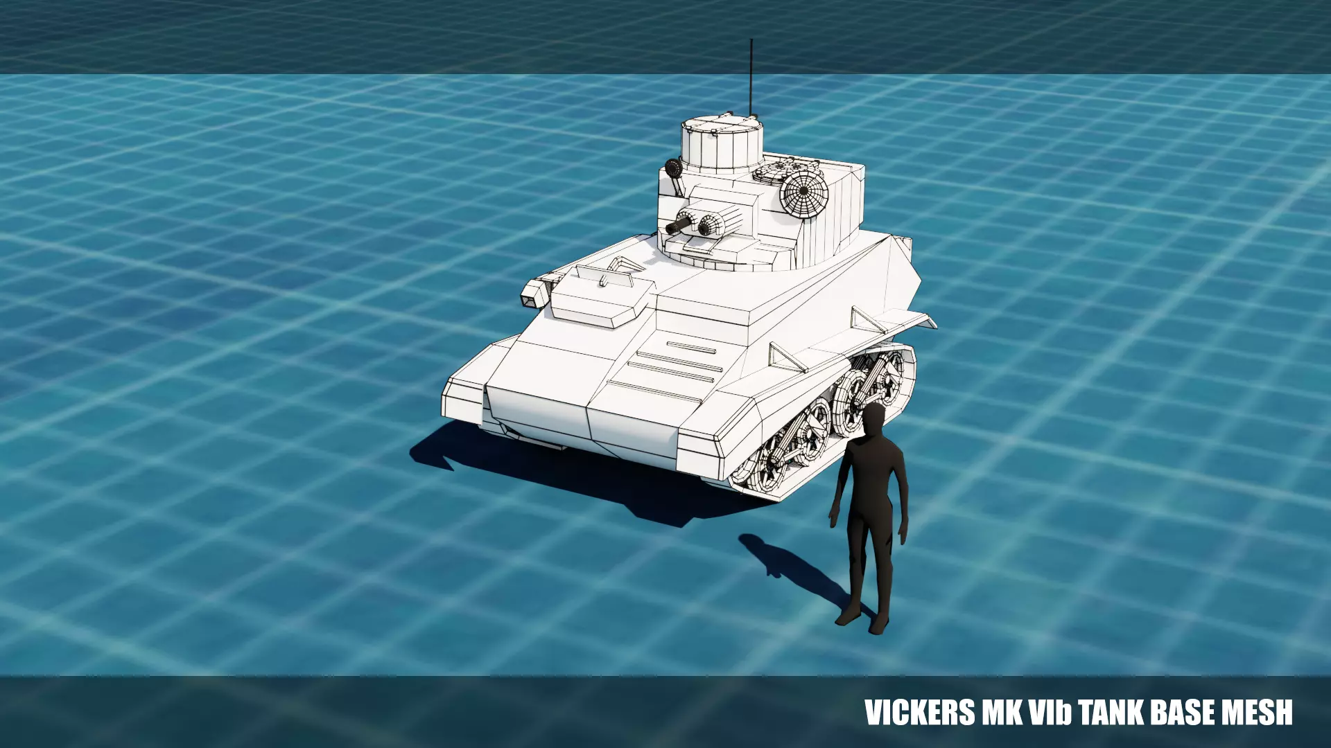 Vickers MK VIb Tank Base Mesh  Low-poly 3D model_0