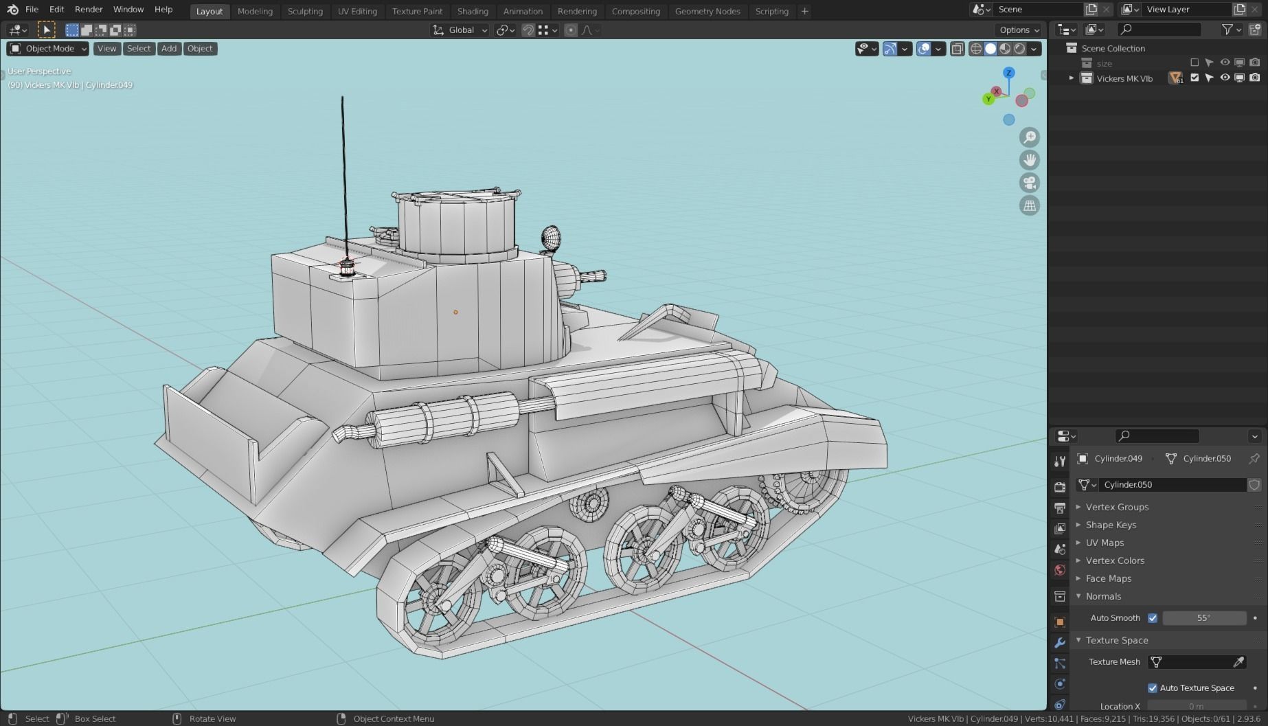 Vickers MK VIb Tank Base Mesh  Low-poly 3D model_11