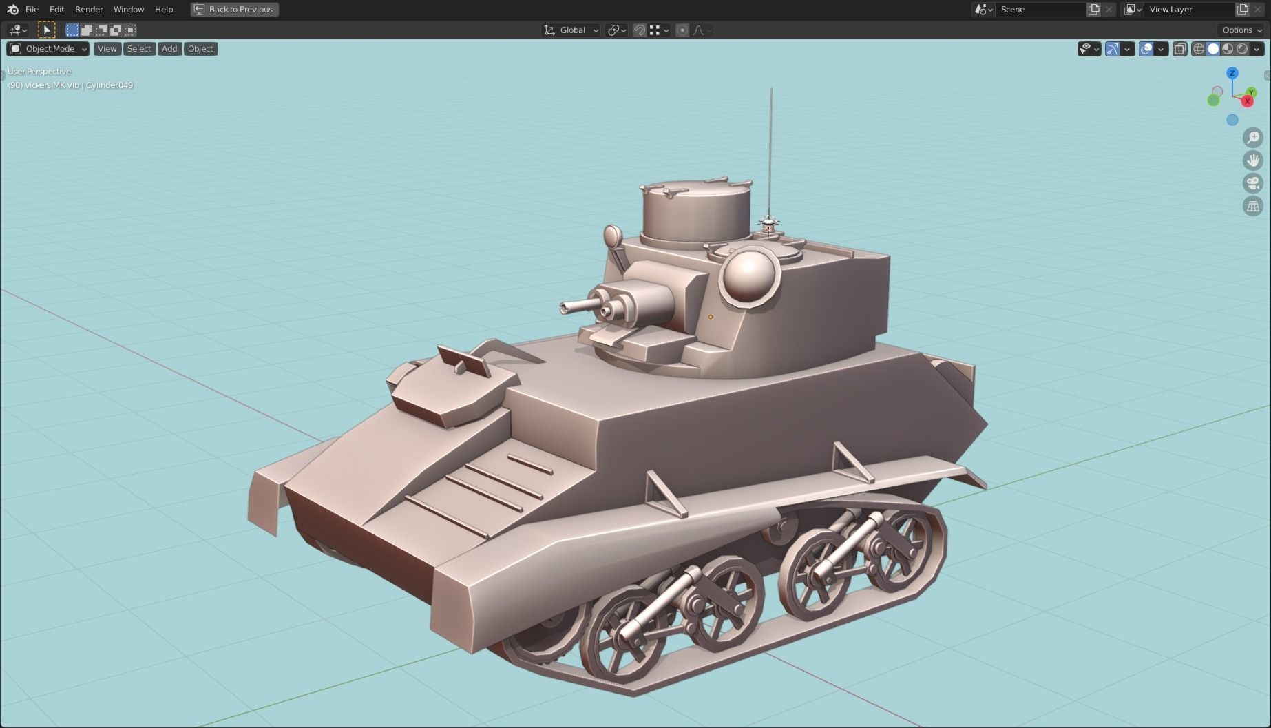 Vickers MK VIb Tank Base Mesh  Low-poly 3D model_20