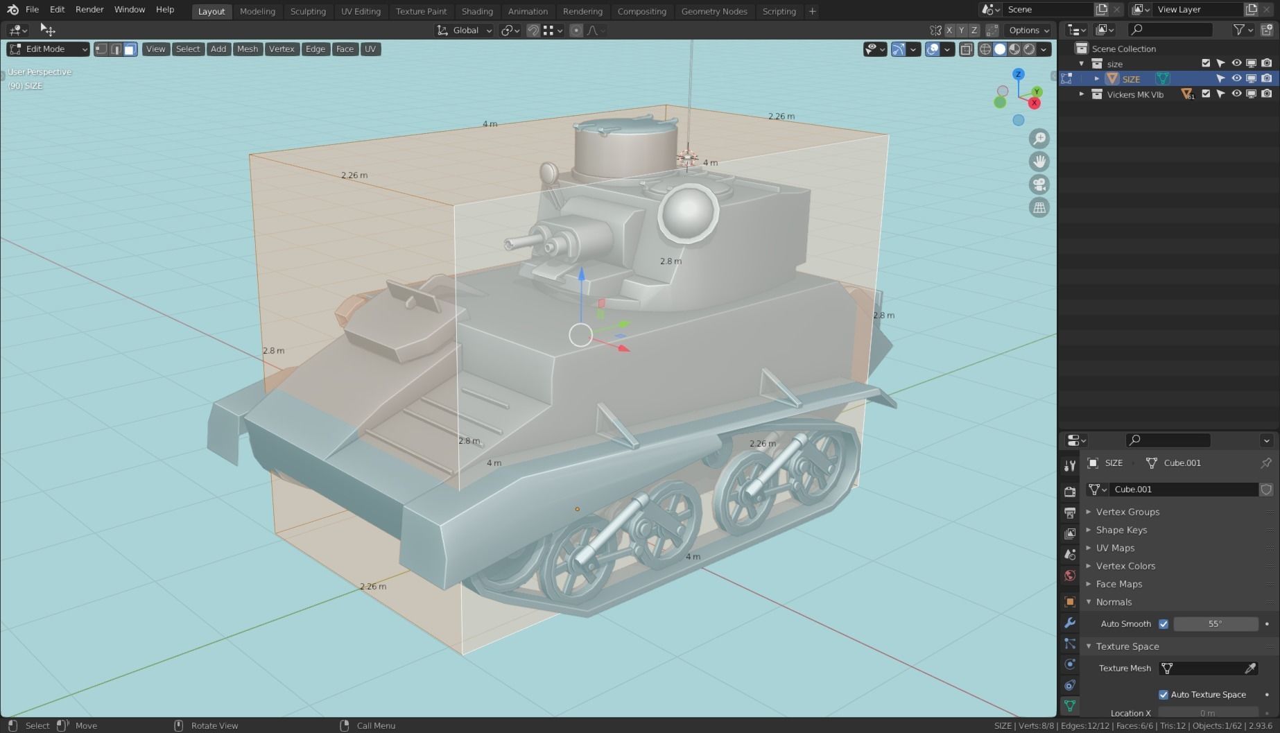 Vickers MK VIb Tank Base Mesh  Low-poly 3D model_12