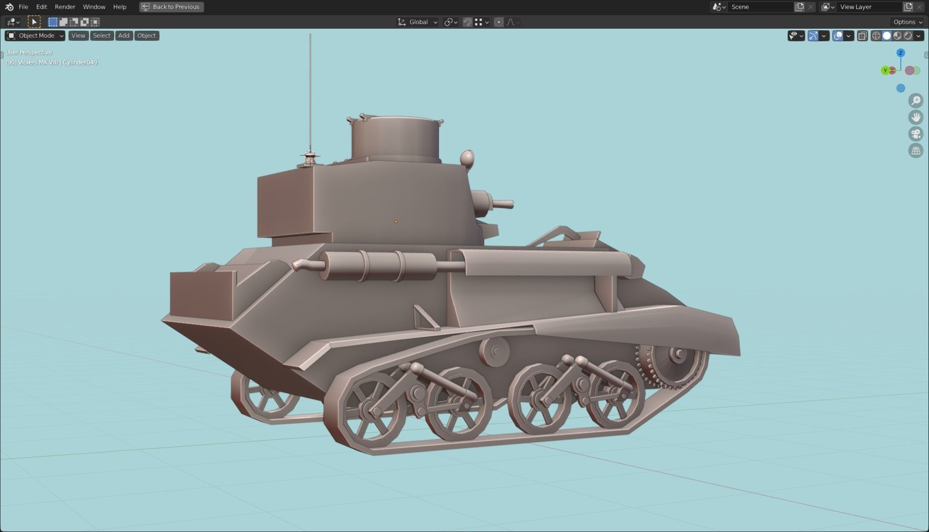 Vickers MK VIb Tank Base Mesh  Low-poly 3D model_6