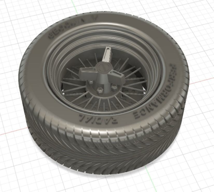 Wire Wheels 30 Spokes with Tires and Brakes for 3D Printing 3D print model_1
