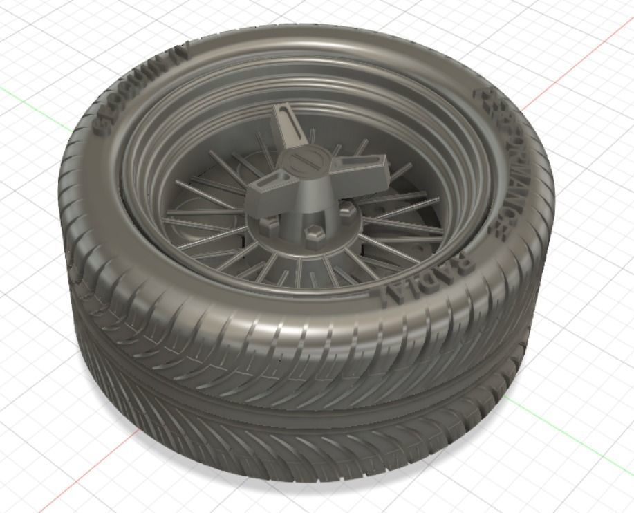 Wire Wheels 30 Spokes with Tires and Brakes for 3D Printing 3D print model_2