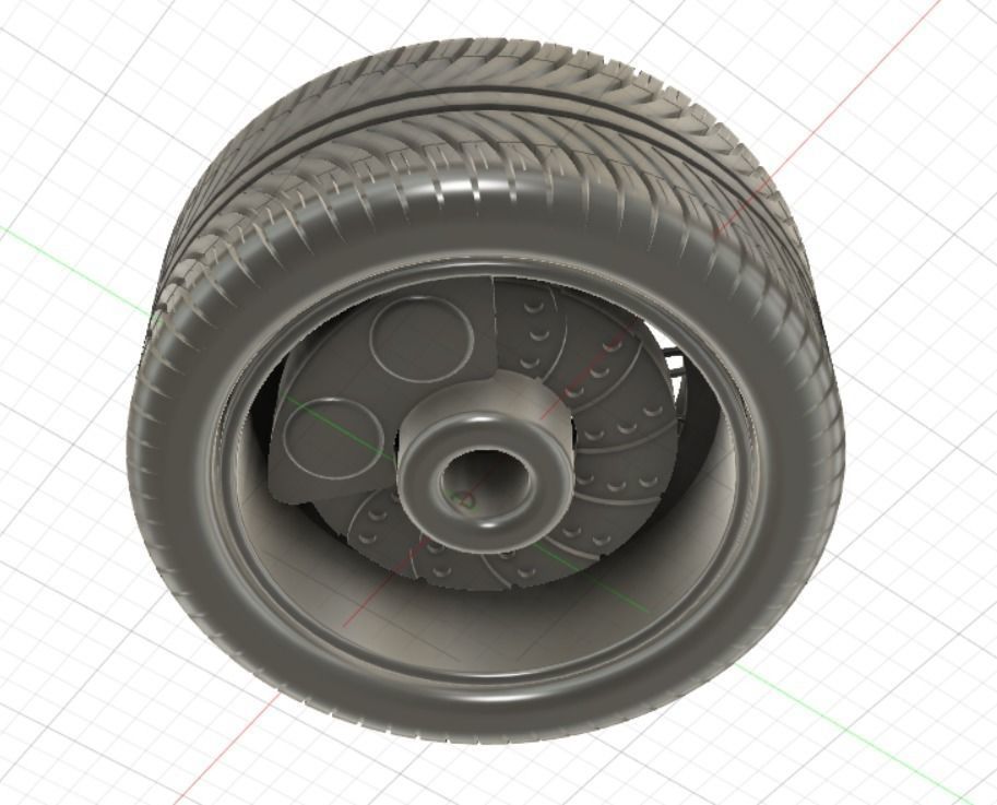 Wire Wheels 30 Spokes with Tires and Brakes for 3D Printing 3D print model_5