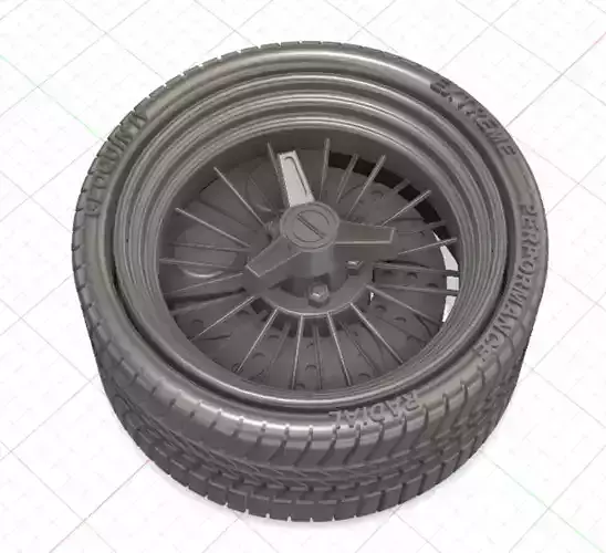 Wire Wheels 30 Spokes with Tires and Brakes for 3D Printing
