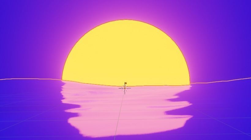 Retro 80s Style Sunset Animation Free 3D model_5