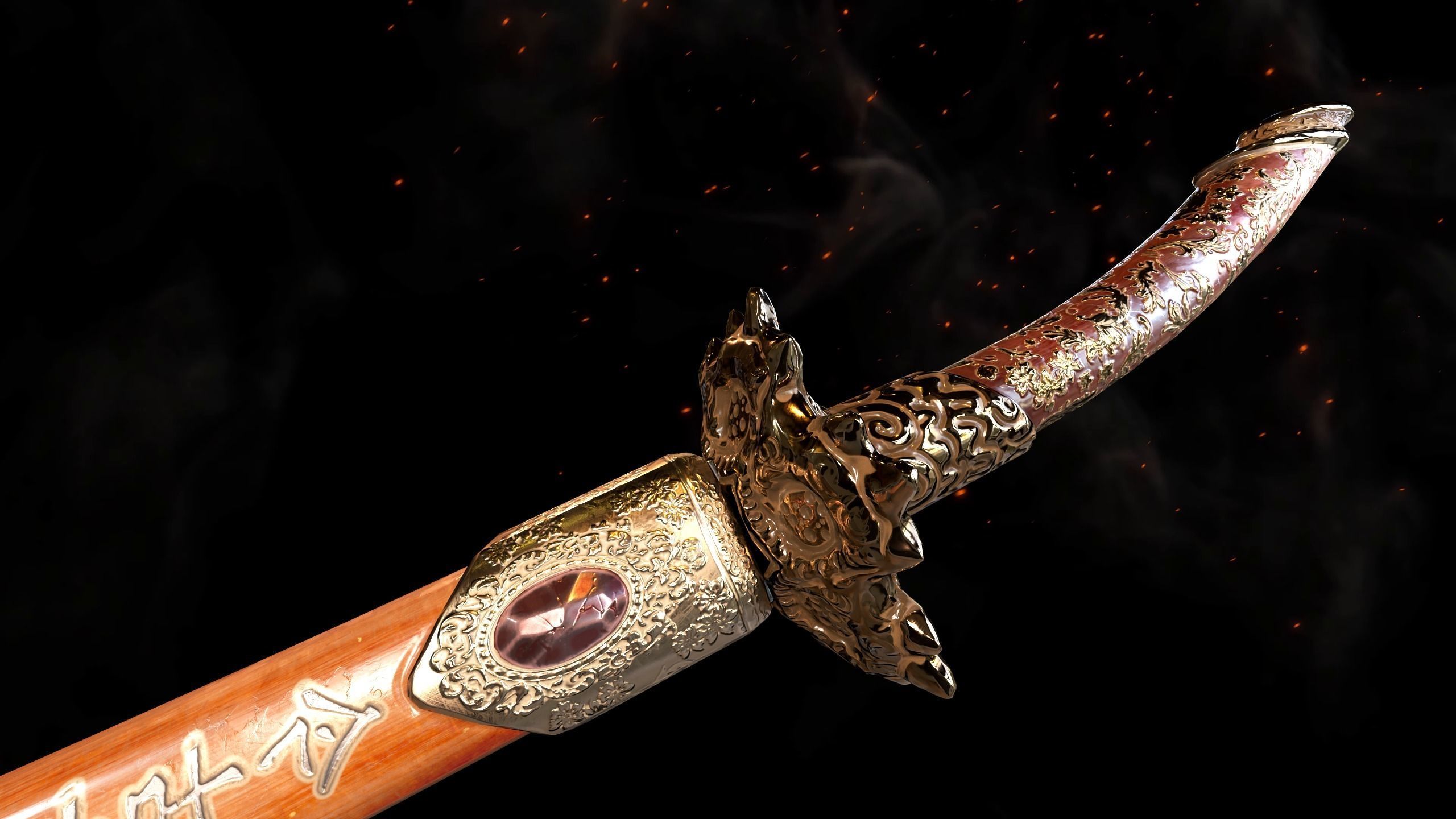 Relic katana Low-poly 3D model_1