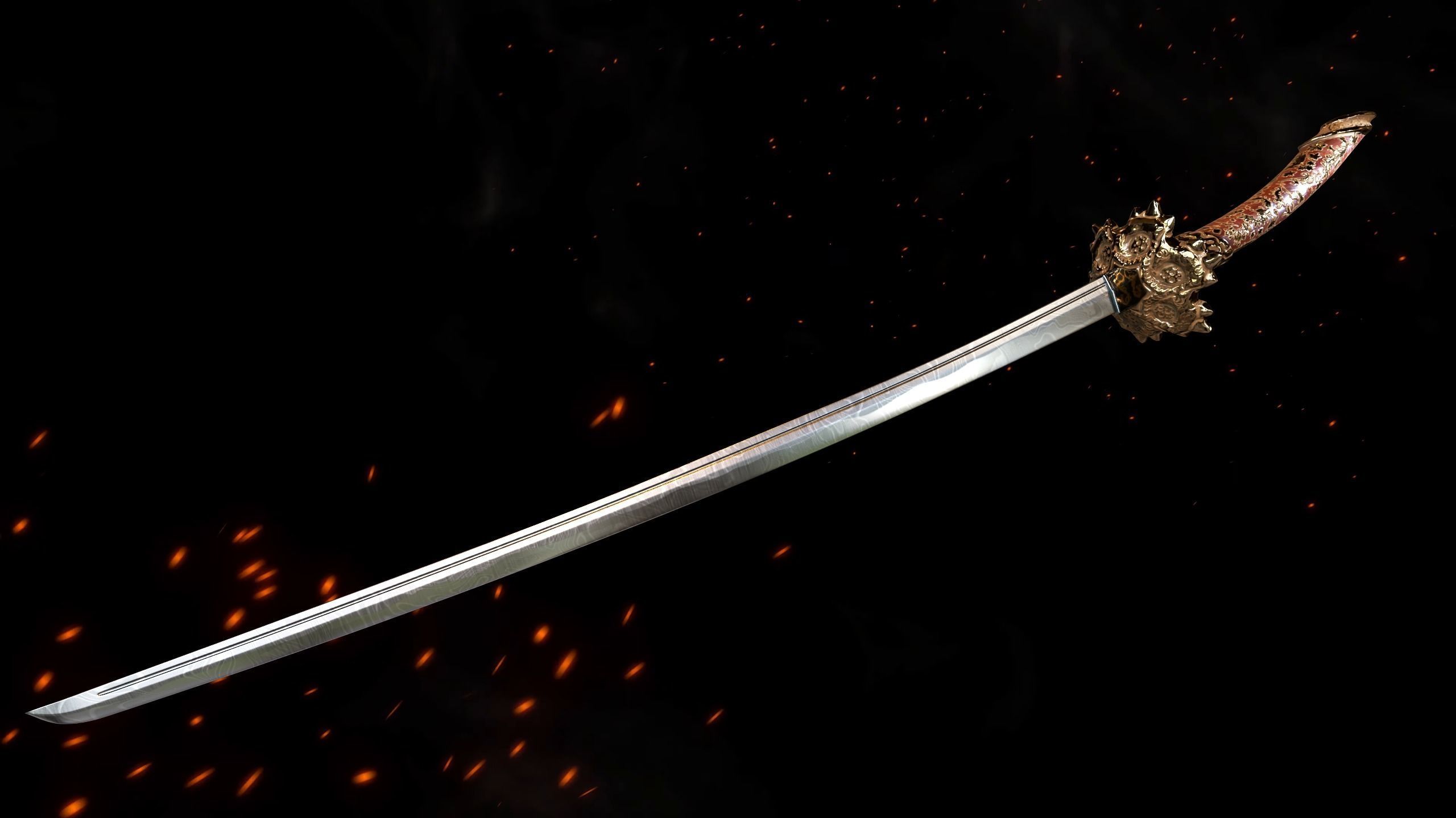 Relic katana Low-poly 3D model_3