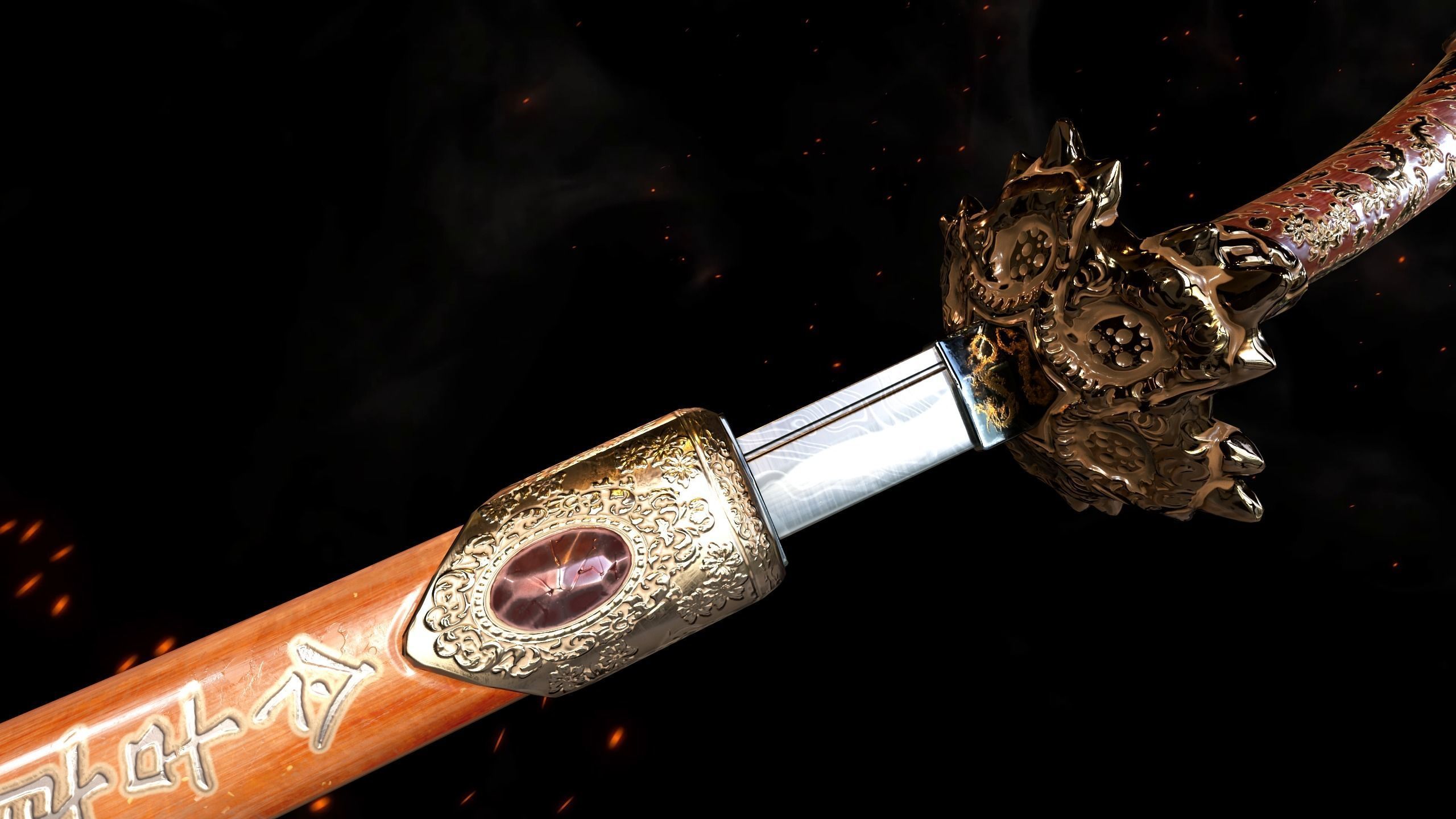 Relic katana Low-poly 3D model_0