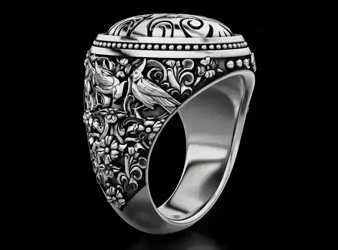 Stylish ring with patterns 619 3D print model